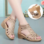 2023 Women Sandals Wedges New Summer Comfortable Hollow Roman Sandals Elegant Low Heel Shoes for Women Fashion Zapatos De Mujer