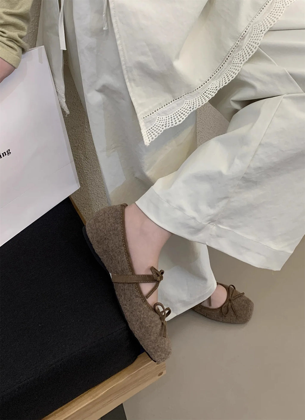 Flats Women's Loafers Shoes Shallow Suede Bow Fashion Shoes Square Toe Casual Dress Autumn 2025 Designer Cozy Zapatos De Mujer