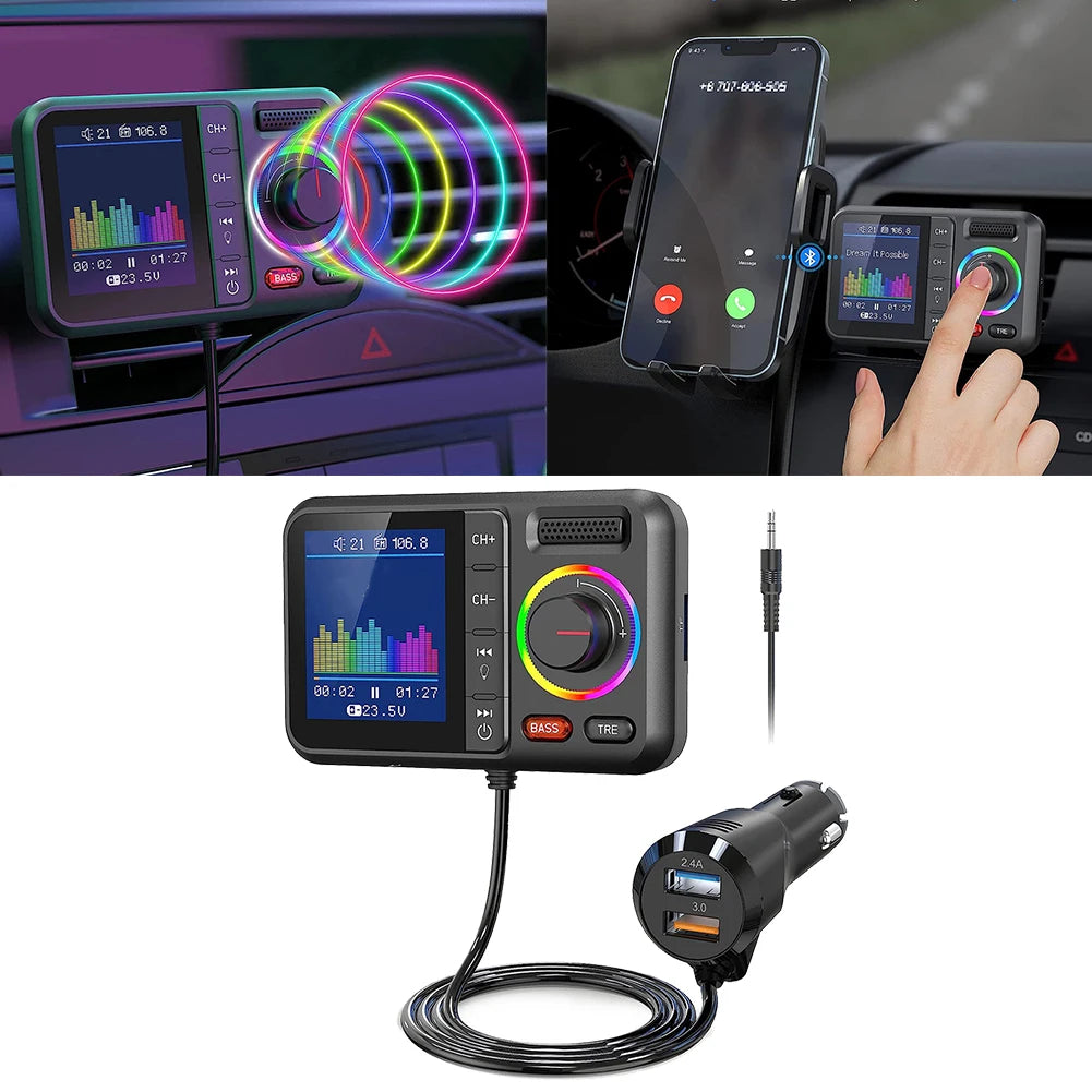 Hands-free Car MP3 Player Dual USB Fast Charging Car Audio Driving Experience Fast Charging Technology LED Backlighting Modes