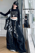 Pants Two Pieces Set Grid Trousers Tops Suits Casual Daily Childrens Clothes 2025 New Fashionable Children Autumn Clothing Girls