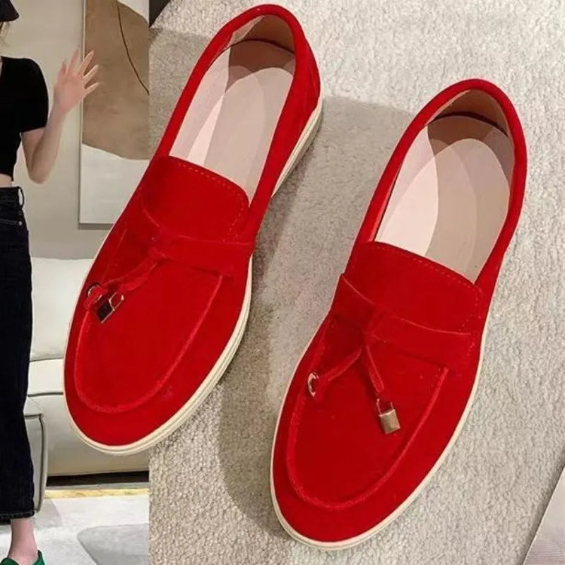 Women Flats 2025 New Trend Spring Autumn Platform Suede Loafers Casual Ladies Walking Non Slip Chaussure Femme Scarpe Da Donna