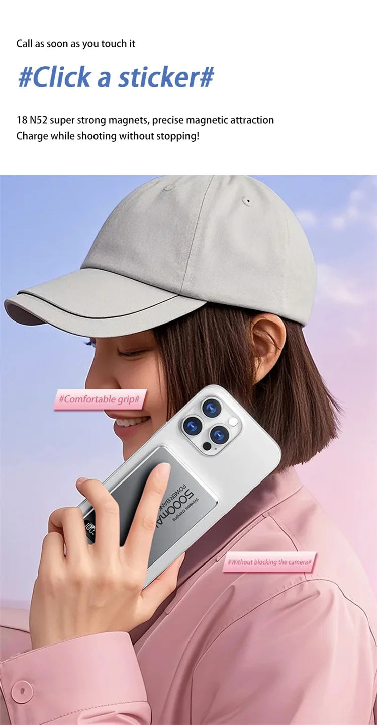 Magnetic Wireless Power Bank Qi2 Alloy Backup Battery PD20W Fast Charging For MagSafe External Battery Portable Charger