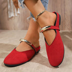Women Slippers Flats Round Toe Mules Sandals Woman Casual Shoes 2025 Trend Summer Dress Slippers Suede Comfort Slides Women