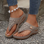 Woman Slippers Leather Non-Slip Soft Platform Shoes Flip Flops Summer Wedge Slippers Lightweight Orthopedic Sandals Slides Women