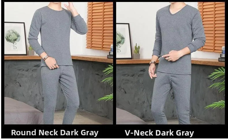 Men's round Ne Thiened Warm Underwear Set Youth Autumn Winter Thermal Clothing Long Sve Pants Home Clothes Innerwear