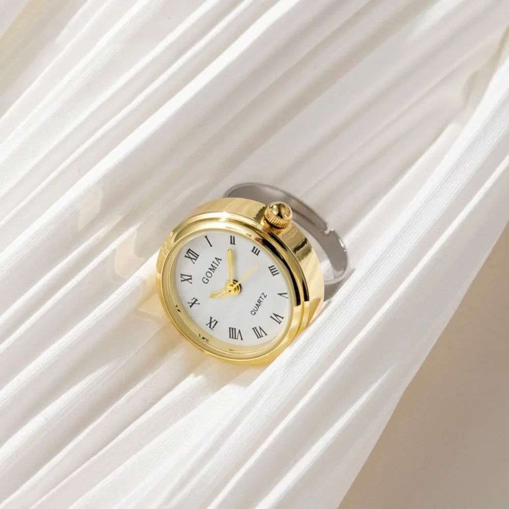 Couple Watches Couple Watch Ring Retro Mini Gift Finger Ring Watch Round Finger Clock Ring Women