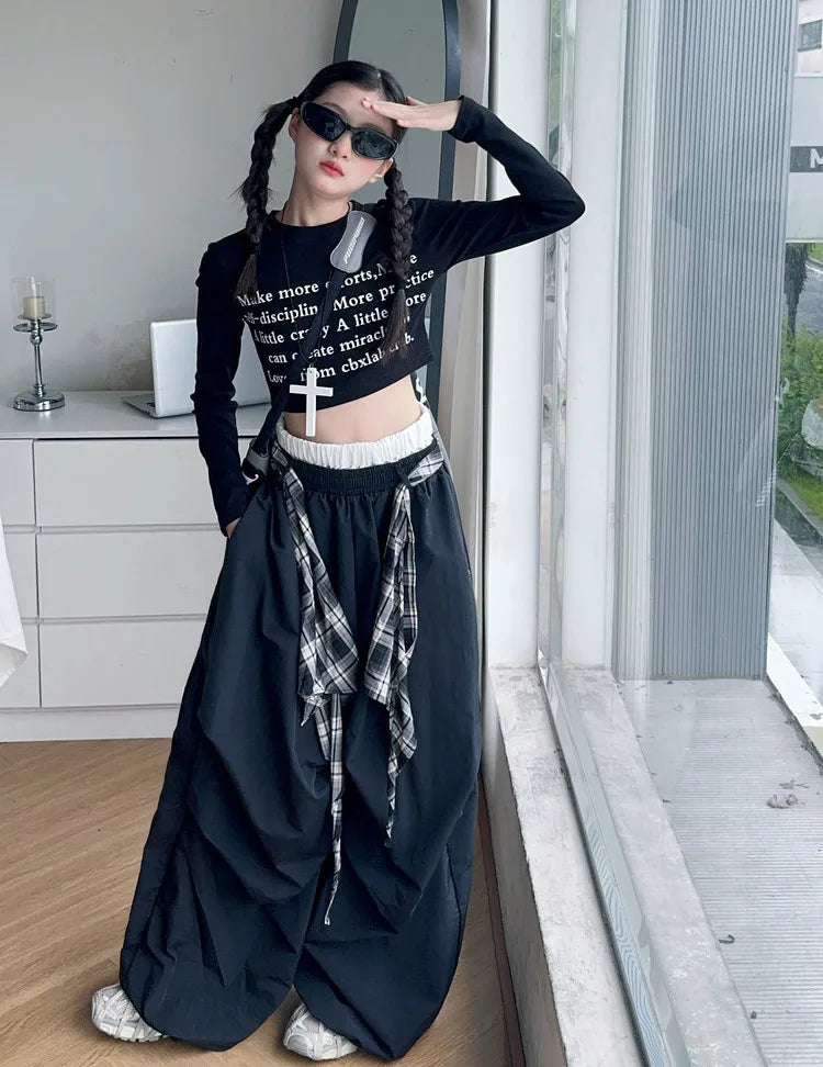 Pants Two Pieces Set Grid Trousers Tops Suits Casual Daily Childrens Clothes 2025 New Fashionable Children Autumn Clothing Girls