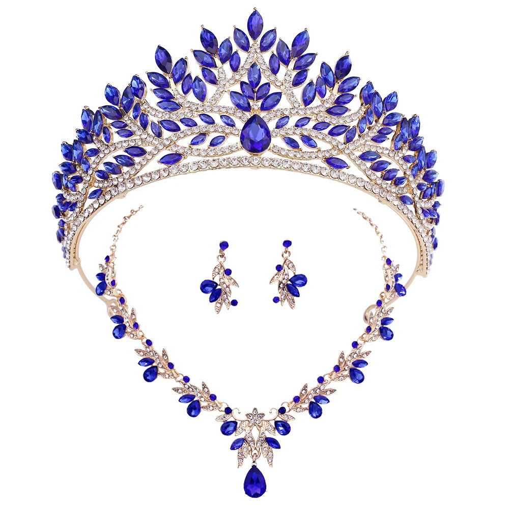 Tiaras and Crowns Bridal Jewelry Set for Women Necklace Earrings for Wedding Dress Accessory Crown And Jewelry for Brides
