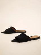 Women Flats Cowboy Slippers Fashion Beach Dress Shoes  Summer Femme Pointed Toe Flip Flops New Casual Slides Zapatos Mujer