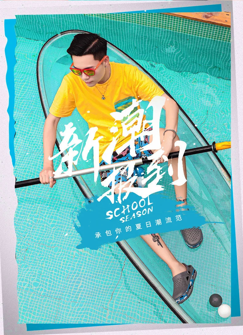 Slippers for men in summer, wearing breathable sandals outside the head, outdoor cooldown, anti slip beach, straight drag