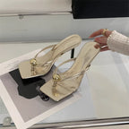 Women High Heels Slippers Designer Heeled Sandals Elegant Shoes Woman Summer 2025 Trend Fashion Fliop Flops Casual Slides Mujer