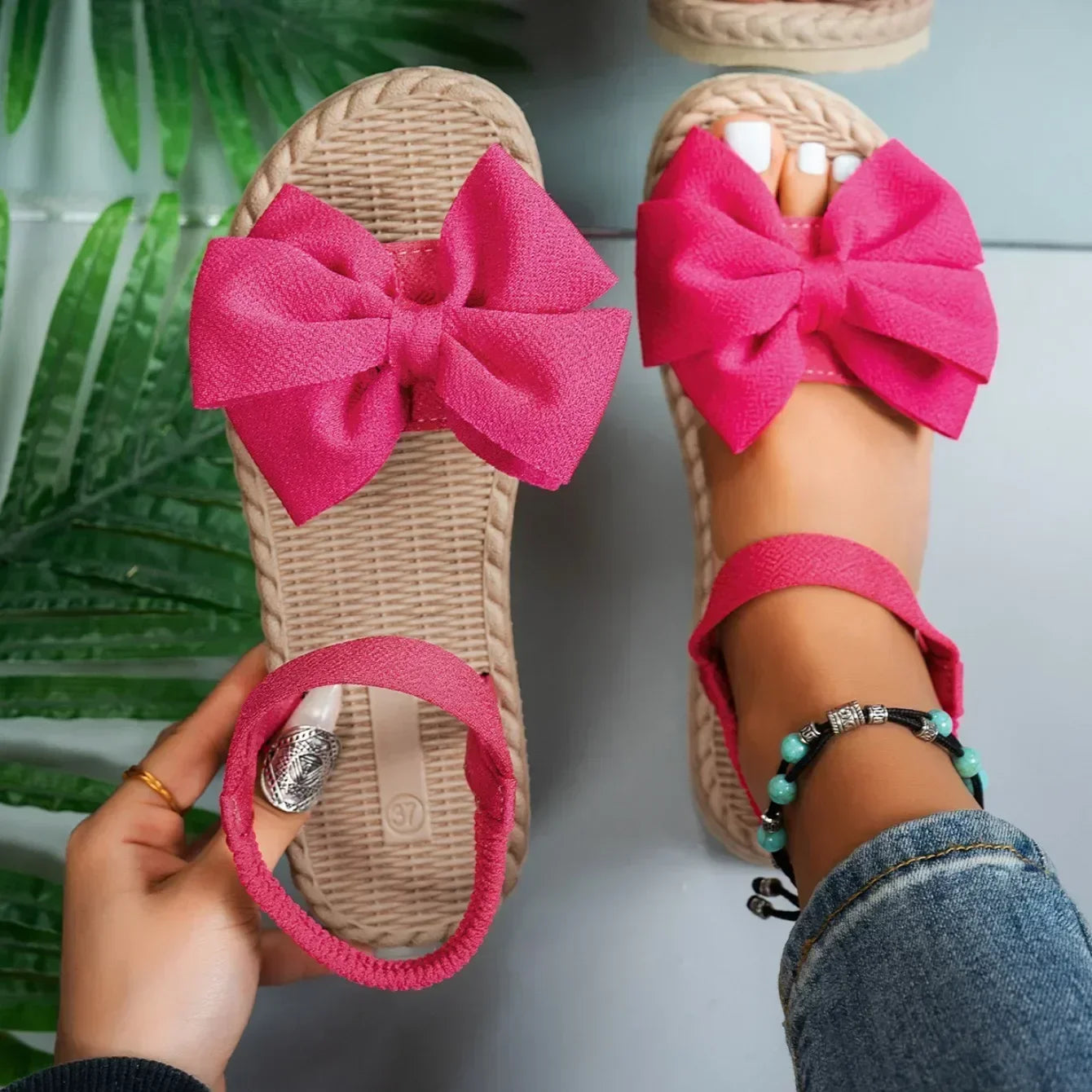 Women Sandals 2025 New Summer Lightweight Sandals Fashion Beach Casual Slippers Outdoor Bow Tie Flat Shoes Home platform sandals