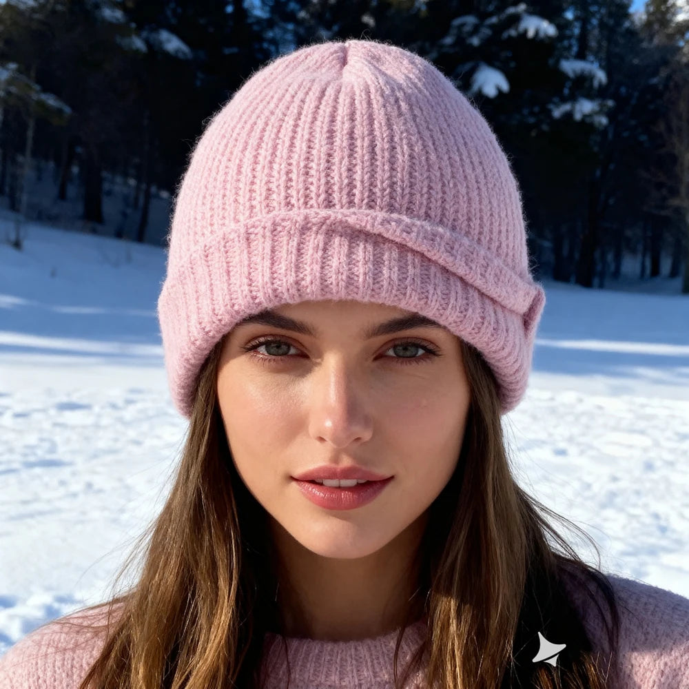 2 solid color winter warm knitted hats, made of soft fabric, suitable for outdoor sports, cycling, hiking, camping, and more.