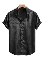 Men's Embroidered Shirt  Short Sleeve Shirt Casual Summer Beach Button Down Shirts