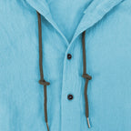 Summer Men's Linen Shirt Solid Streetwear Long Sleeve Hoodie Cardigan Clothing For Men Button Tops Casual Loose Men Hooded Shirt