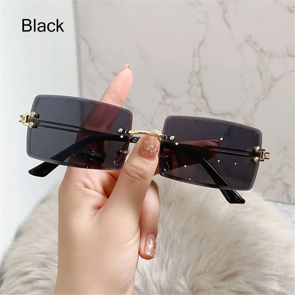 Retro Sunglasses Men Brand Designer Fashion Rimless Sun Glasses Shades Cutting Lens Ladies Frameless Eyeglasses