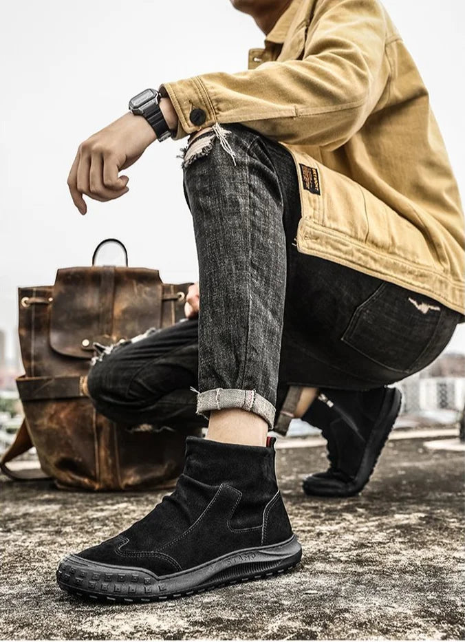 New Male Shoes Spring Autumn Men's Boots High Cut Footwear Quality Offers Cheap Original Deals Y2k Size 45 Designer Classic Sale