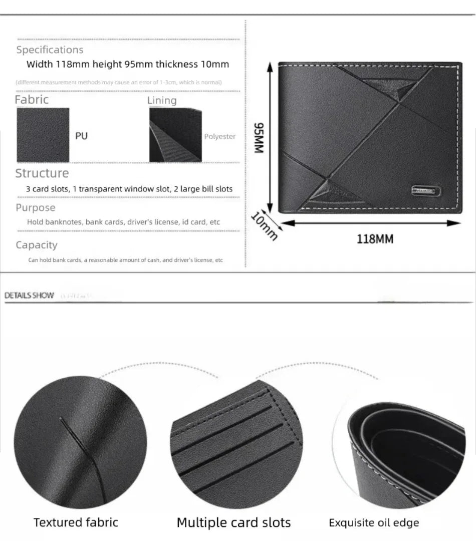 2025 New Men Wallet Men's Short Multi-Card Position Fashion Casual Wallet Men Youth Thin Horizontal