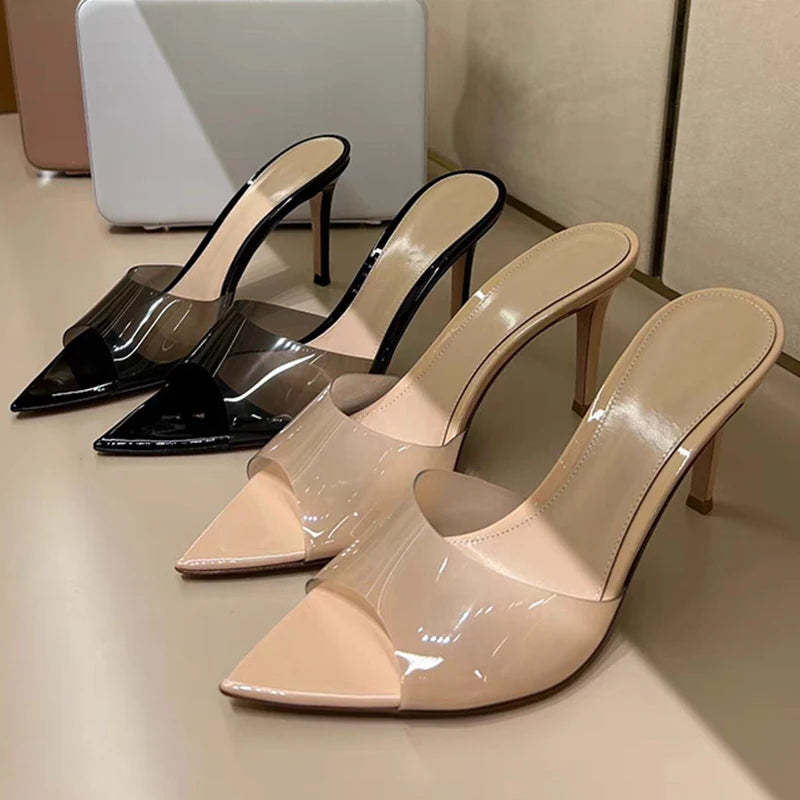 Sexy High Heels Women Slippers Designer Heeled Sandals Woman Shoes Summer 2025 Brand Home Slides Elegant Flip Flops Sandalias