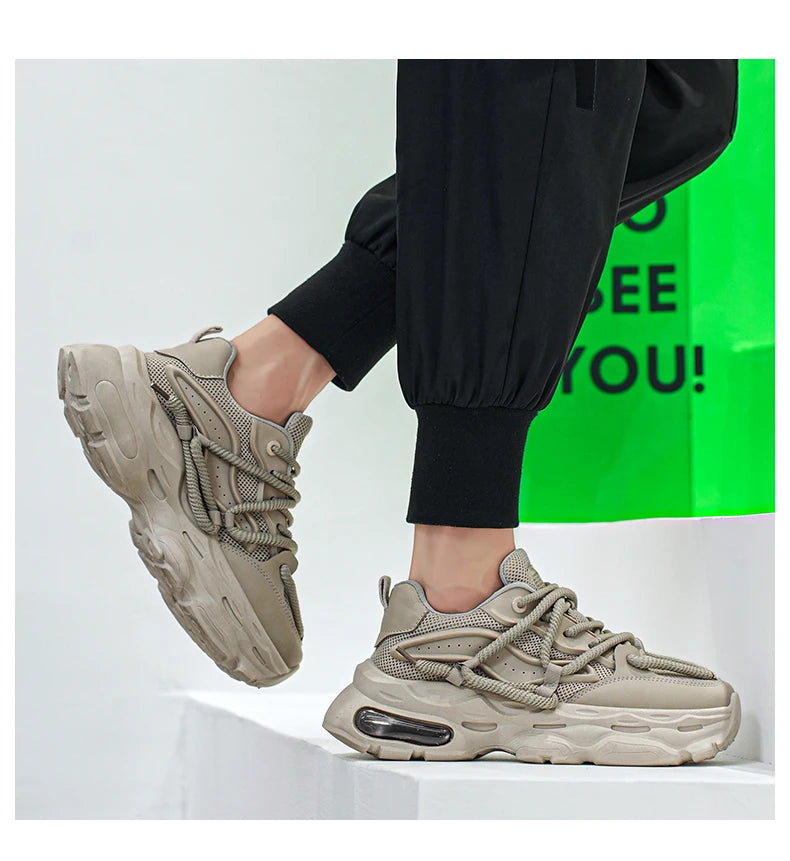 Fashion Shoes For Men White Sneakers Male Platform Walking Shoes Punk Lace Up Outdoor Men’s Outdoor Breathable Sneakers