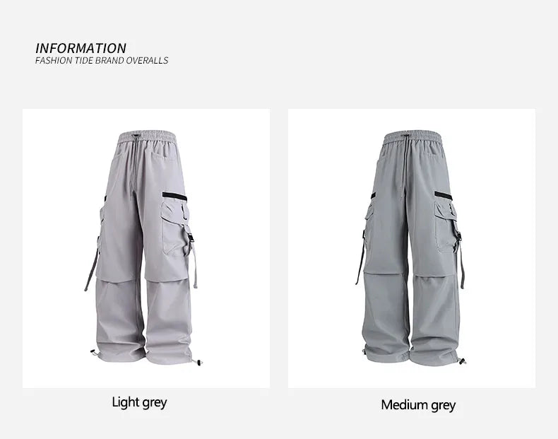 Men's sportswear pants are simple, versatile, retro and fashionable with large pleated pockets for outdoor work