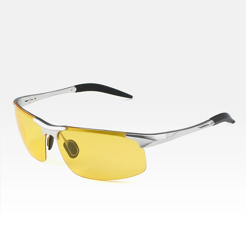 Fishing Sport Sunglasses Men Polarized UV400 Aluminum Rectangle Rimless Sun Glasses Photochromic Night Vision Eyewear