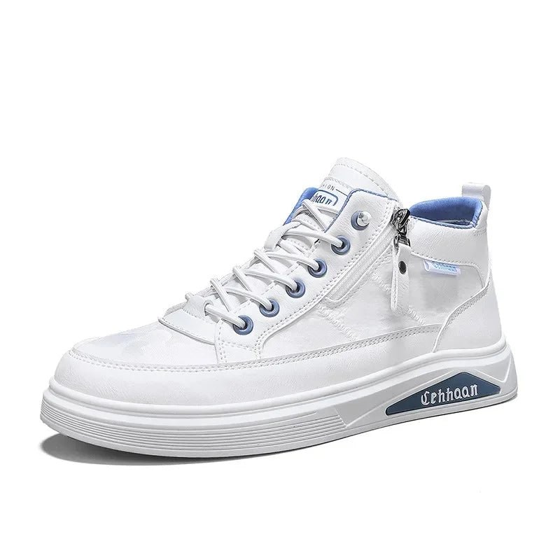 Men's Mid-top Shoes with Simple Solid Color Design Flat Bottom for All Seasons Durable  Anti-slip Lace-up Walking Casual Shoes