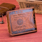 Men's Wallets With 100 US Dollar Pattern Wallet Male Leather Wallet Photo Card Holder Fashion Large Capacity Wallet Purse Bag