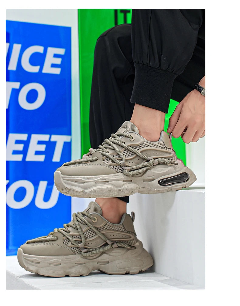 Fashion Shoes For Men White Sneakers Male Platform Walking Shoes Punk Lace Up Outdoor Men’s Outdoor Breathable Sneakers