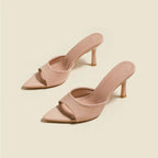 Women's Slippers 2025 New Summer Slim Heel Pointed Toe Worn with A Straight Drag Patent Leather High-heeled Slippers for Womens