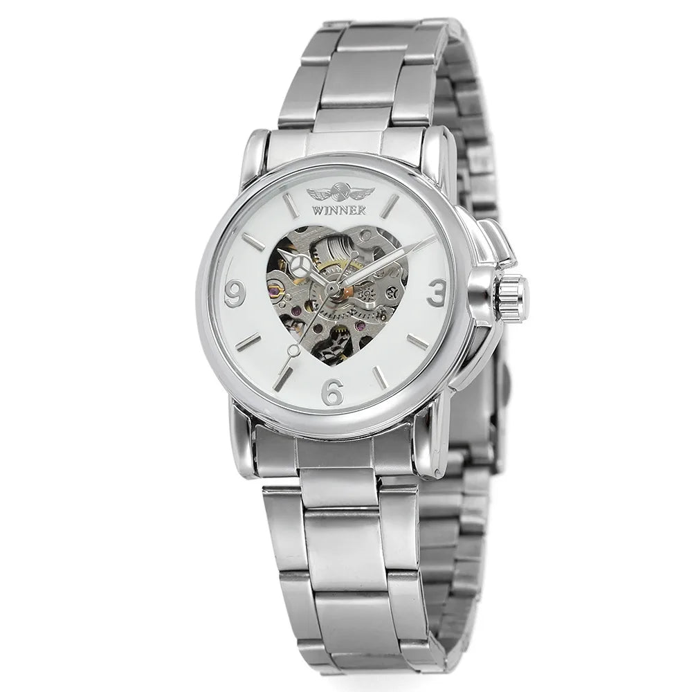 Women's Automatic Mechanical Watch - Luxurious Gold Skeleton Dial with Luminous Hands, Stainless Steel Strap, Non-High-Quality Everyday Watch Suitable for Formal and Casual Events - Ideal Gift for Women on Christmas, Birthday