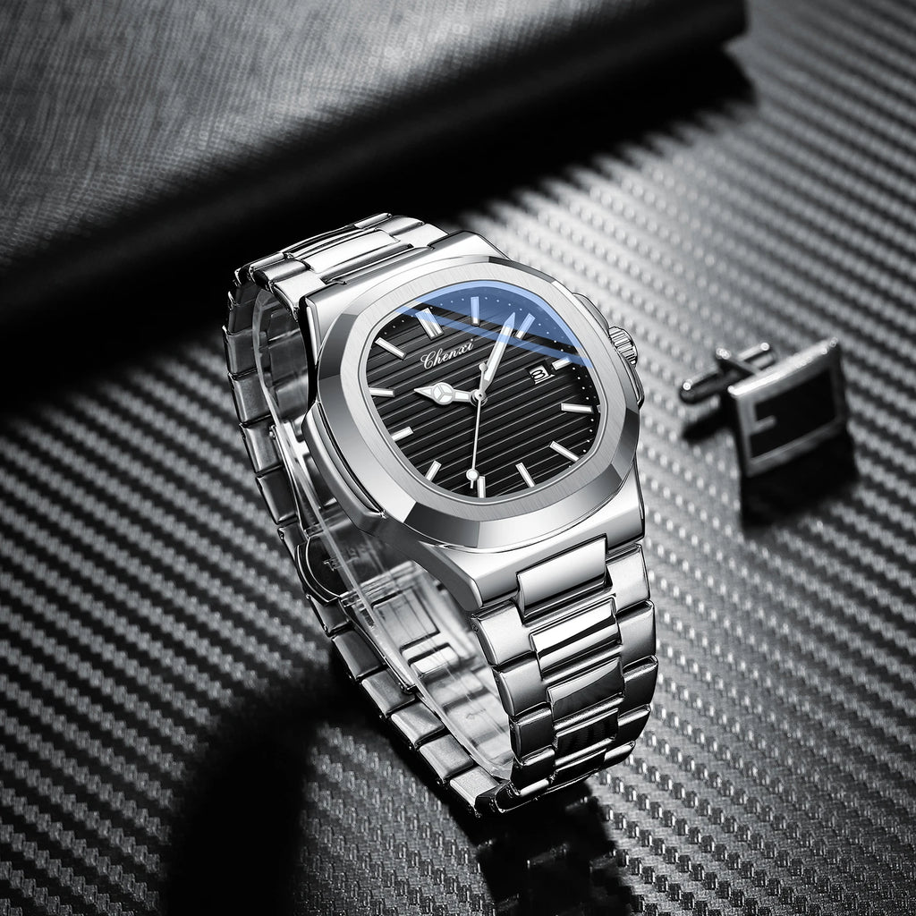 Fashion Couple Watches Men and Women Business Luxury Stainless Steel Quartz Wristwatch Waterproof Luminous Couple Watch Pair Set