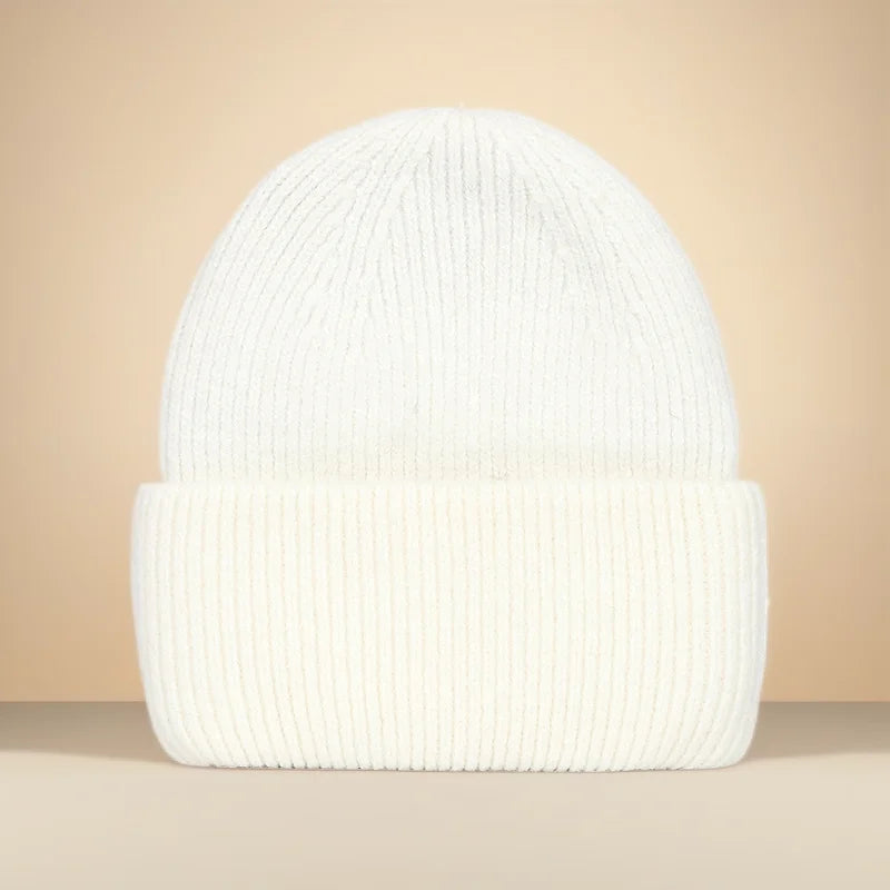 Winter Hat For Woman Double Fold Angora Hat Rabbit Fur Warm Cashmere Wool Soft Beanies Knitted Hat Women Outdoor Ski Female