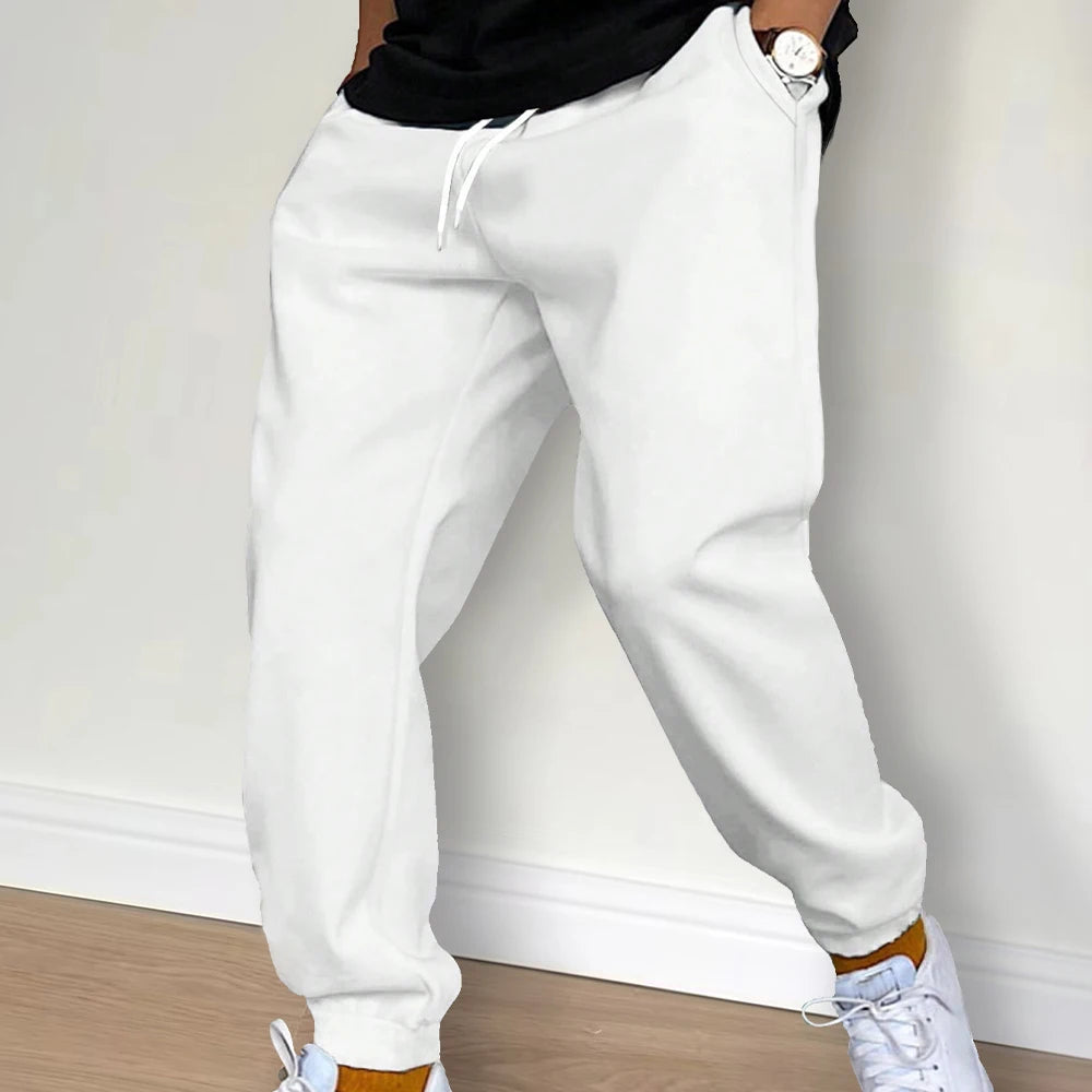 Men's Casual Pants Autumn Winter Fleece Sweatpants Men Running Jogger Sports Gym Trousers Fashion Solid Color Workout Long Pants