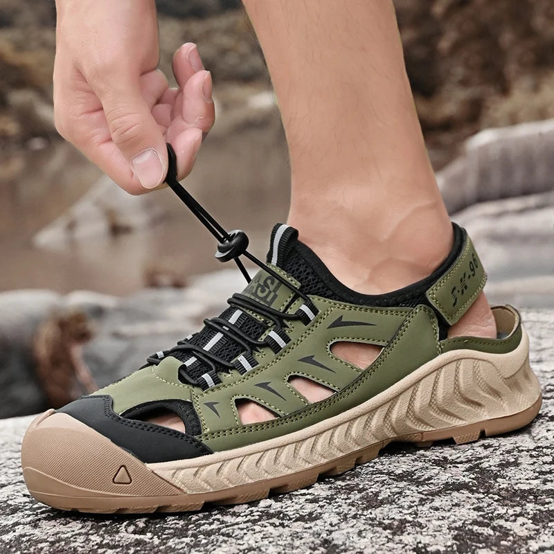 Mens Sandals Hot Sale Summer Outdoor Non-slip Beach Shoes Anti-collision Rubber Wading Shoes Fashion Breathable Male Sneakers