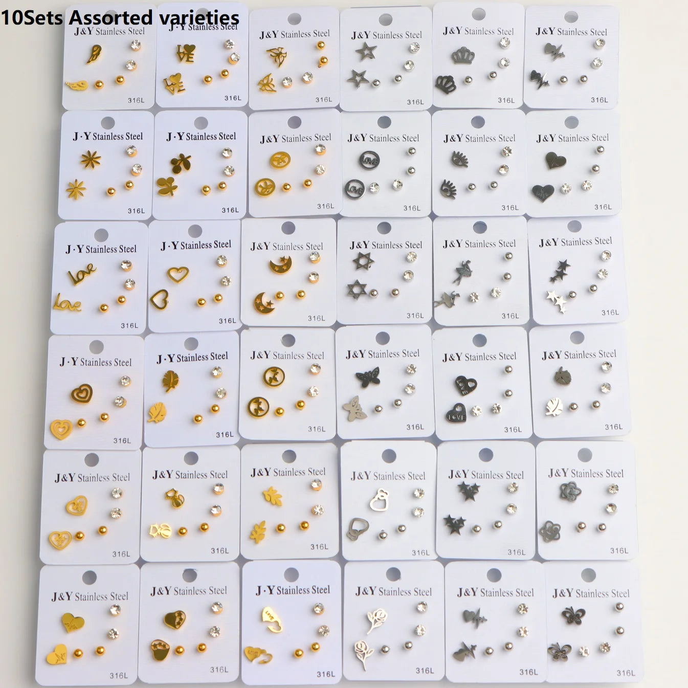 10Pairs/Lot Fashionable Women's Stainless Steel Earrings, Daily Jewelry Accessories Gifted To Friends, Randomly Shipped