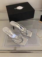 Women High Heels Slippers Designer Heeled Sandals Elegant Shoes Woman Summer 2025 Trend Fashion Fliop Flops Casual Slides Mujer