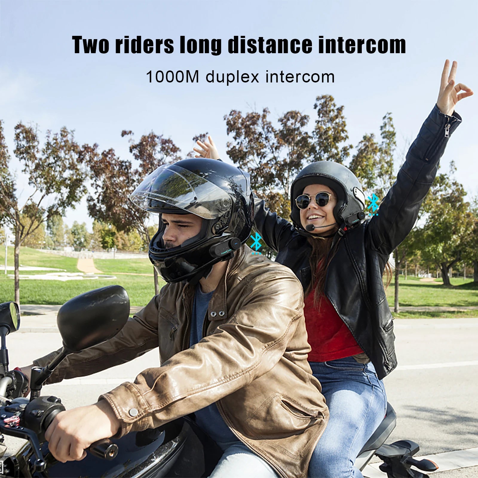 Freedconn Motorcycle Helmet Headset Stereo Bluetooth Hands Free Call Wireless Communication Interphone Music Sharing 6 Riders