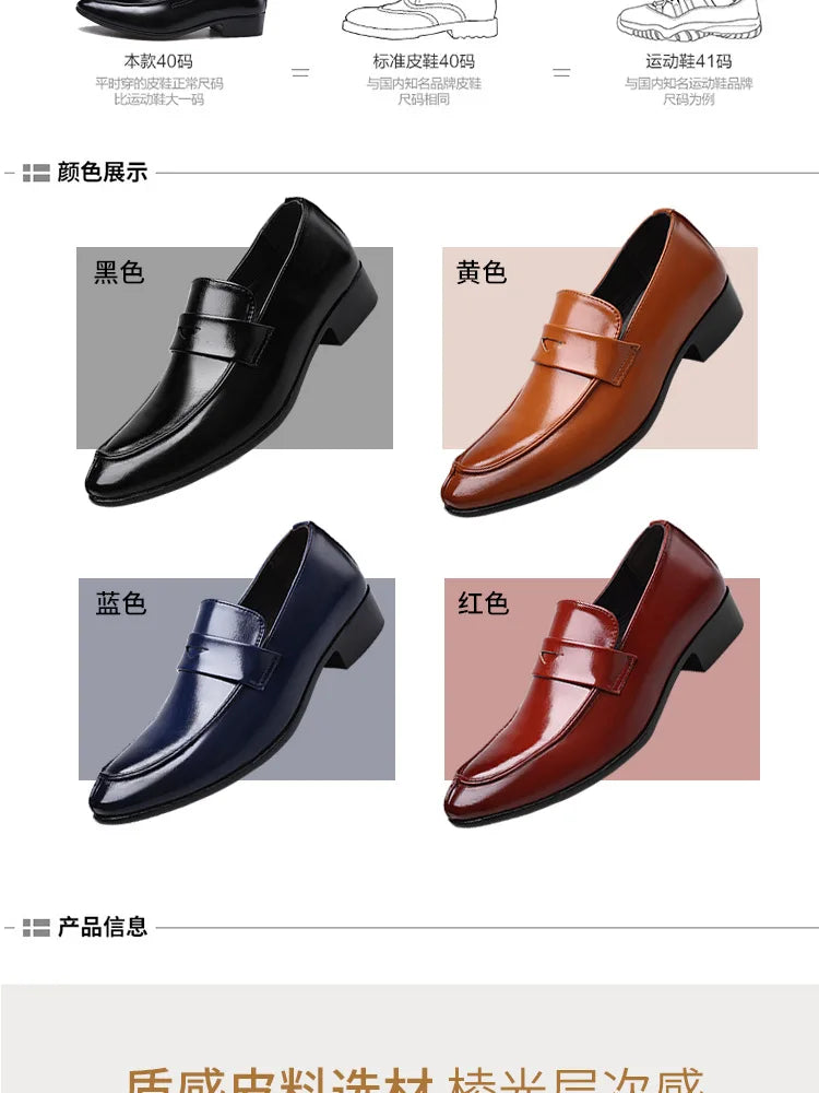 Men's Shoes Loafers Dress Man British Casual Single Leather Small Square Toe Mens Genuine Shoe Formal Black Elegant Good Quality