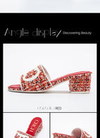 Women's Slippers 2024 New Brand Fabric Low Heel Sandals Outdoor Business Commuter Women's Shoes