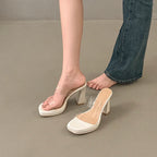 Women's Clear Sandals Summer Elegant Ladies Causal Mules Slippers Open-toe Sexy Luxury Women Fashion High Heels Platform Sandals