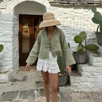 Casual Solid Lace Up Women Blouse Deep V-neck Long Sleeve Loose Female Shirt 2025 Spring Summer New Fashion Sweet Ladies Blouses