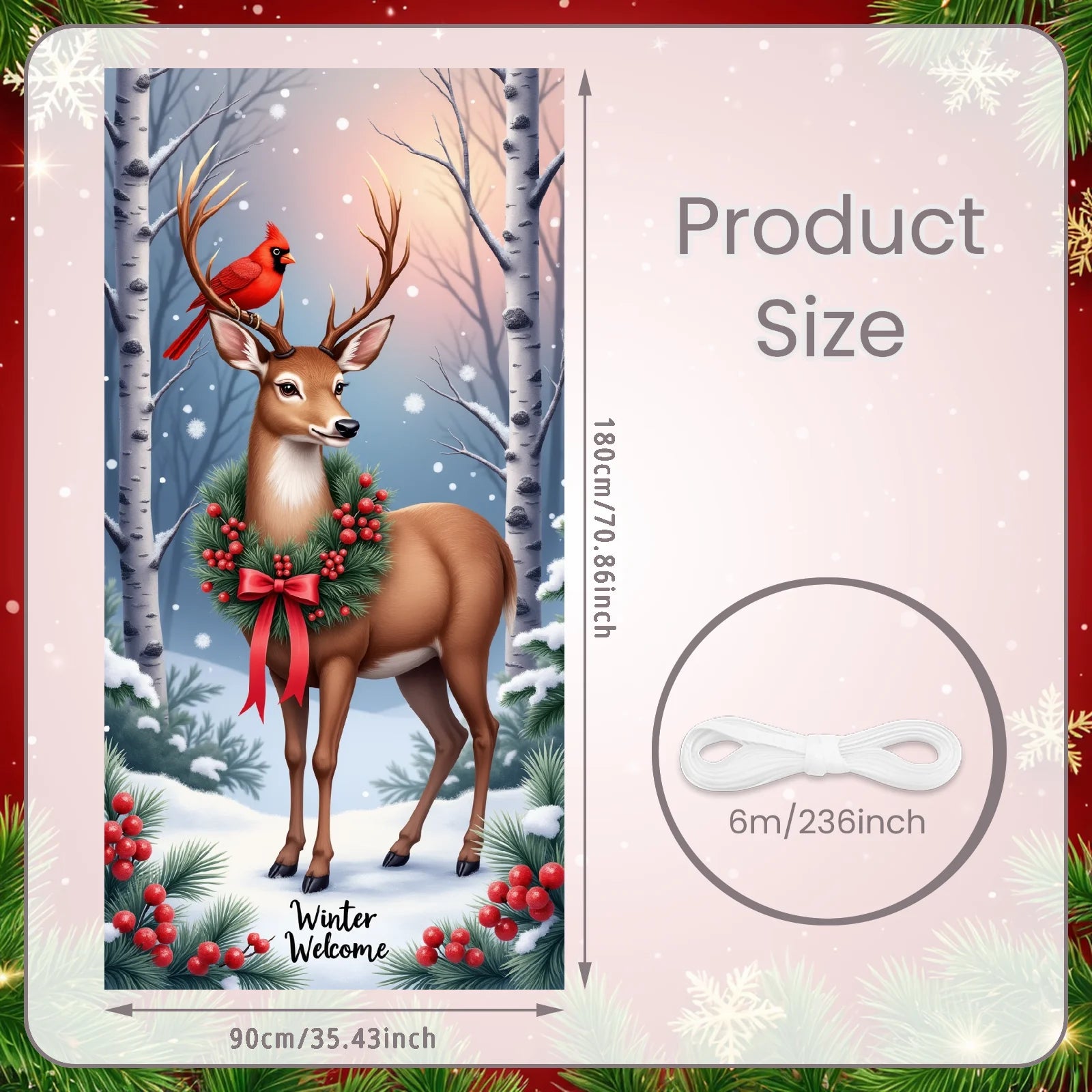 Winter Scene Welcome Banner Snow Forest Bird Art for Home Decor  Decoration Winter Party Christmas Navidad New Year Decor 2026