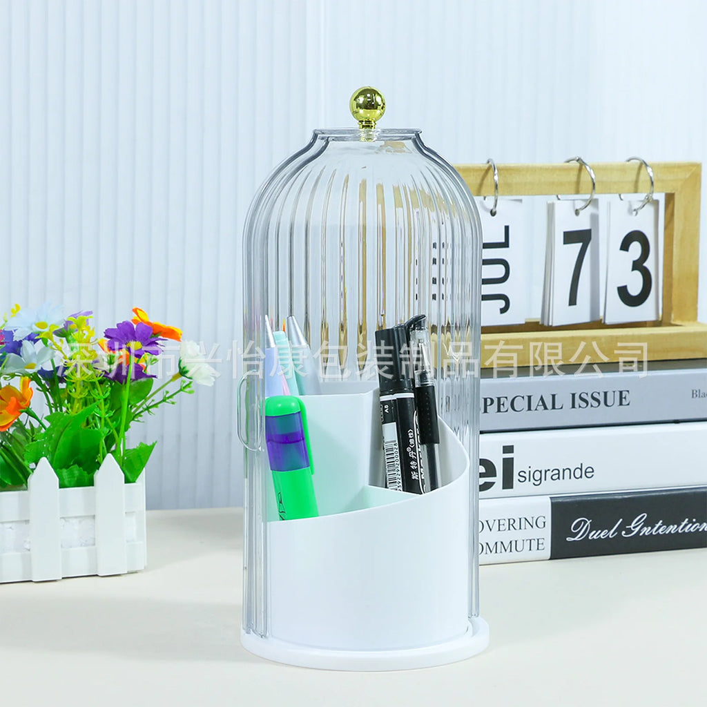 Cosmetics storage box, rotating dustproof storage cylinder, makeup brush, lipstick pen holder, integrated dresser, desktop rack.