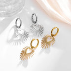 Geometric Heart Shaped Sun Pendant Earrings Stainless Steel Women's Earrings Fashion Charm Hip Hop Trendy Wedding Jewelry