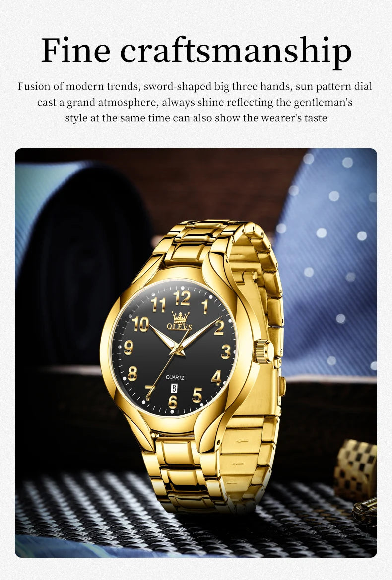 OLEVS 3650 Couple Watches For Men Women Number Scale Waterproof Quartz Dress Wristwatch Luminous Luxury Calendar Business Watch