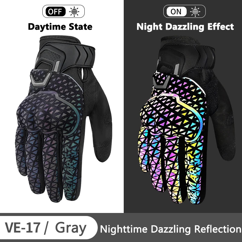 Autumn Winter Motorcycle Riding Gloves for Women Men Warm Fall-proof Windproof Moto Glove Colorful Reflective Touchscreen Glove
