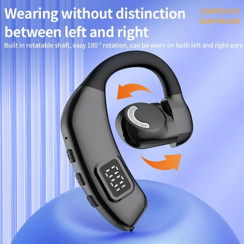 Wireless Handsfree Headset, LED Display Wireless Open Ear Headphones, HIFI Sound, Noise Reduction And 180 Degree Rotation