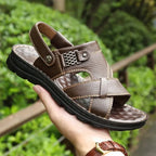Men's Leather Summer Sandals 2025 Non-slip Thick-soled Comfort Soft Outdoor Beach Slippers