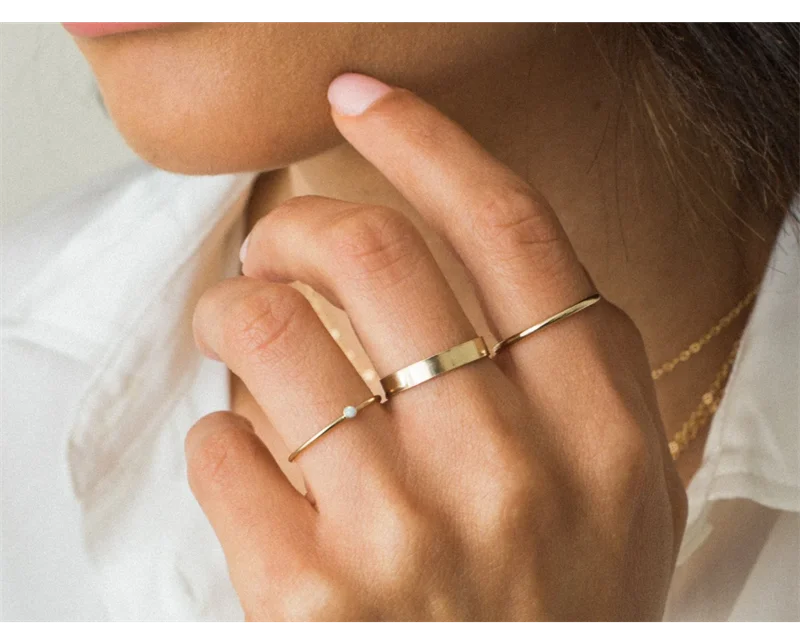 14K gold filled Essential Stacking Ring 1.5MM Thickness Knuckle Ring Boho Gold Jewelry Minimalism Stacking Boho Ring for Women